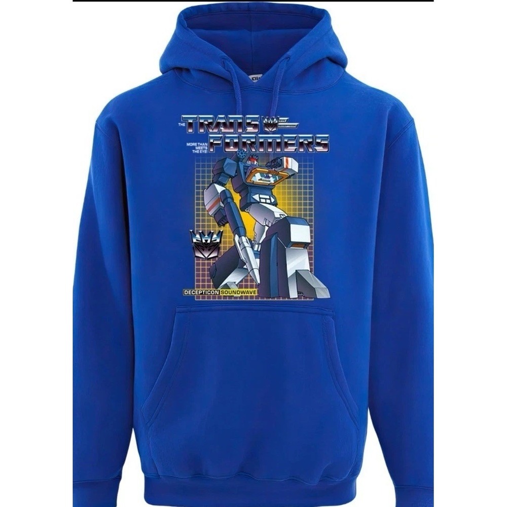 Transformers‎ Hasbro "Sound Wave " Pullover Hoodie, Blue Sweatshirt Unisex 2XL
